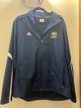 //ADIDAS// Navy and White UC Davis Football Track Jacket